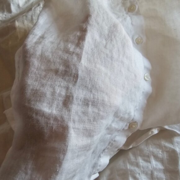 Muji 100% Linen Button-Down Shirt - 2019 - White - Sz S - Picture 9 of 13